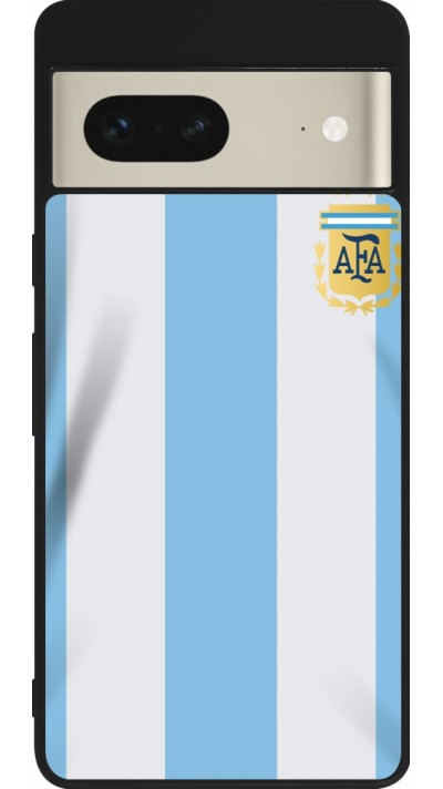 Coque Google Pixel 7 - Silicone rigide noir Maillot de football Argentine 2022 personnalisable