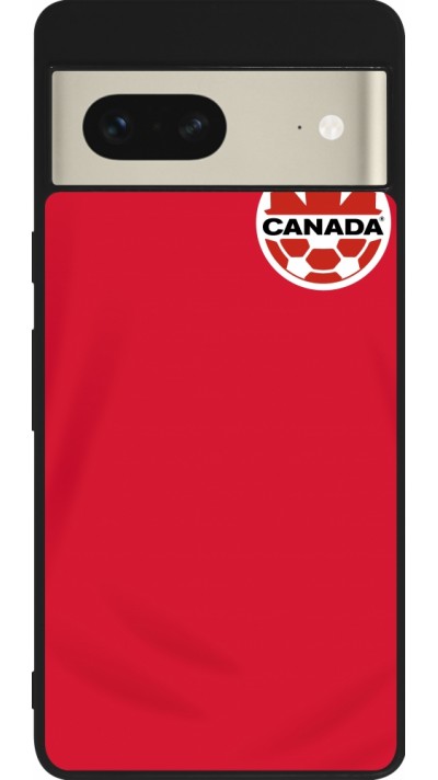 Coque Google Pixel 7 - Silicone rigide noir Maillot de football Canada 2022 personnalisable