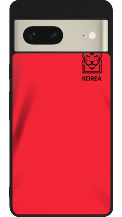 Coque Google Pixel 7 - Silicone rigide noir Maillot de football Corée du Sud 2022 personnalisable