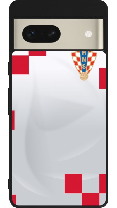 Coque Google Pixel 7 - Silicone rigide noir Maillot de football Croatie 2022 personnalisable