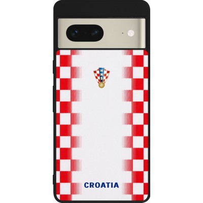 Google Pixel 7 Case Hülle - Silikon schwarz Kroatien 2026 personalisierbares Fussballtrikot