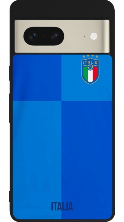 Coque Google Pixel 7 - Silicone rigide noir Maillot de football Italie 2022 personnalisable