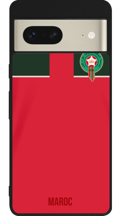Coque Google Pixel 7 - Silicone rigide noir Maillot de football Maroc 2022 personnalisable