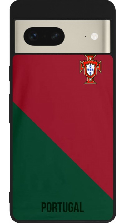 Coque Google Pixel 7 - Silicone rigide noir Maillot de football Portugal 2022