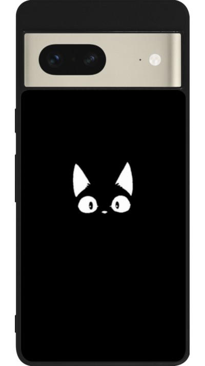 Coque Google Pixel 7 - Silicone rigide noir Funny cat on black