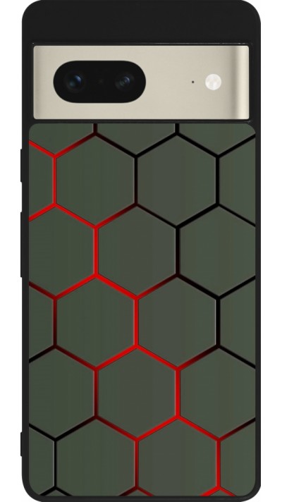 Coque Google Pixel 7 - Silicone rigide noir Geometric Line red