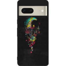 Google Pixel 7 Case Hülle - Silikon schwarz Halloween 22 colored skull