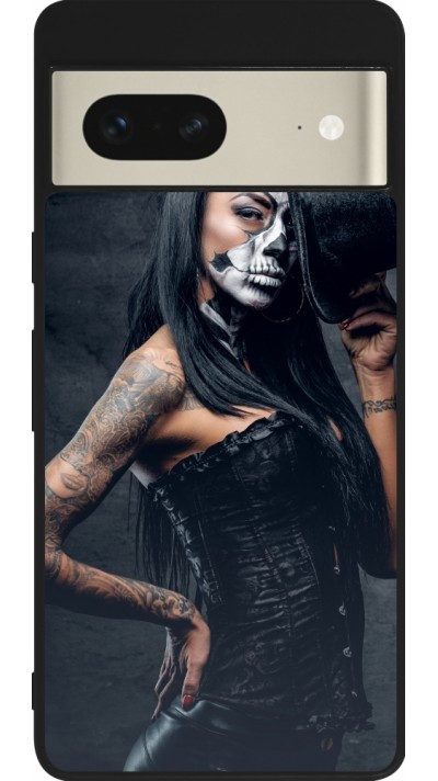 Google Pixel 7 Case Hülle - Silikon schwarz Halloween 22 Tattooed Girl