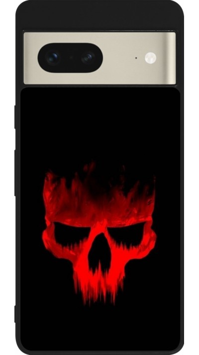 Coque Google Pixel 7 - Silicone rigide noir Halloween 2023 scary skull