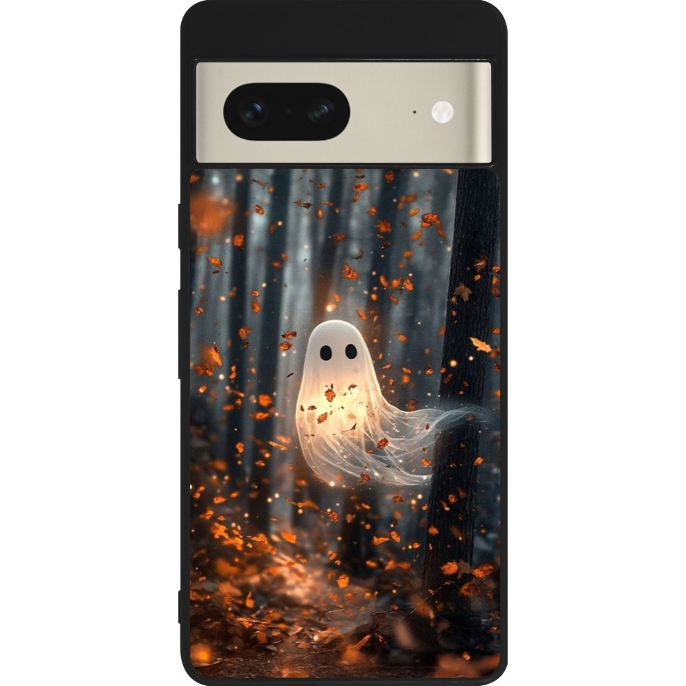 Coque Google Pixel 7 - Silicone rigide noir Halloween 2025 Ghost in the forest