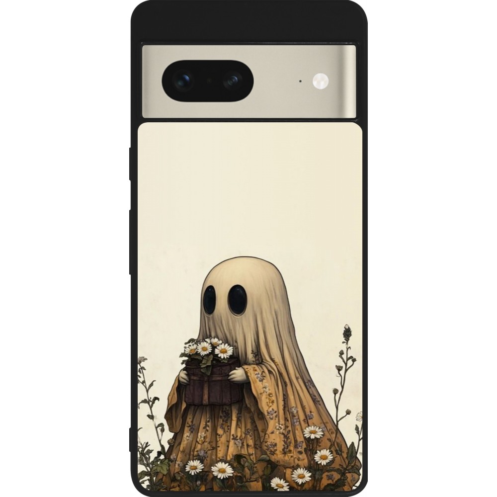 Coque Google Pixel 7 - Silicone rigide noir Halloween 2025 Ghost gardener