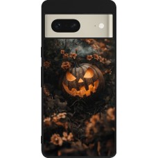 Google Pixel 7 Case Hülle - Silikon schwarz Halloween 2025 Pumpkin with flowers