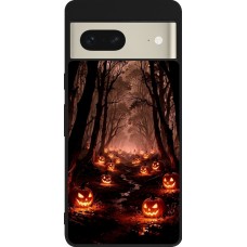 Coque Google Pixel 7 - Silicone rigide noir Halloween 2025 Road of Terrifying Pumpkins
