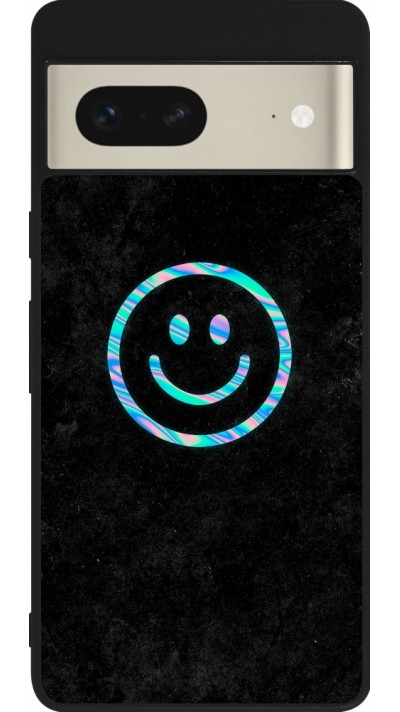 Google Pixel 7 Case Hülle - Silikon schwarz Happy smiley irisirt