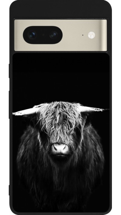 Coque Google Pixel 7 - Silicone rigide noir Highland calf black