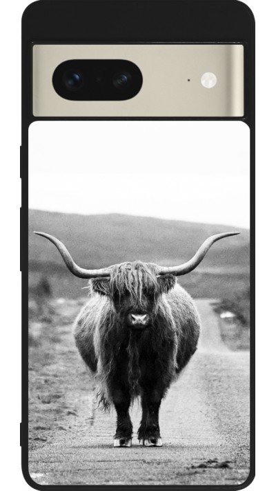 Coque Google Pixel 7 - Silicone rigide noir Highland cattle