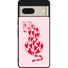 Coque Google Pixel 7 - Silicone rigide noir Leopard with hearts 2026
