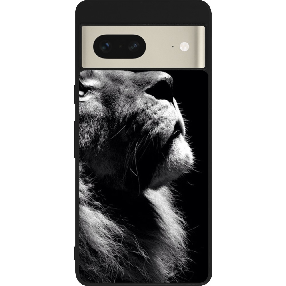 Google Pixel 7 Case Hülle - Silikon schwarz Lion looking up