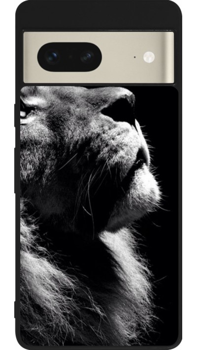 Coque Google Pixel 7 - Silicone rigide noir Lion looking up