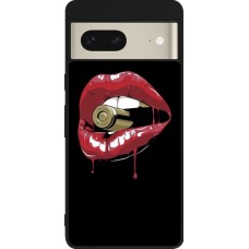 Google Pixel 7 Case Hülle - Silikon schwarz Lips bullet