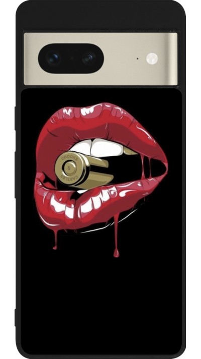 Coque Google Pixel 7 - Silicone rigide noir Lips bullet