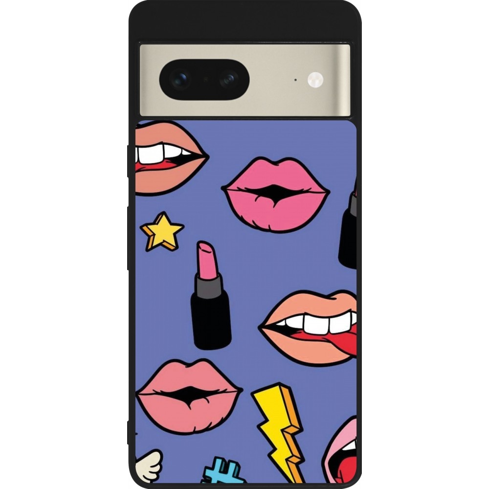 Google Pixel 7 Case Hülle - Silikon schwarz Lips and lipgloss