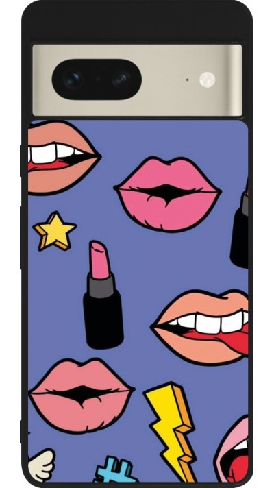 Coque Google Pixel 7 - Silicone rigide noir Lips and lipgloss