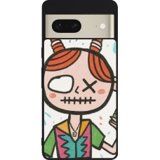 Coque Google Pixel 7 - Silicone rigide noir Little Girl Sketch