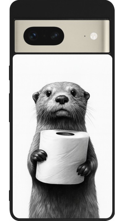 Google Pixel 7 Case Hülle - Silikon schwarz Otter Toilettenpapier