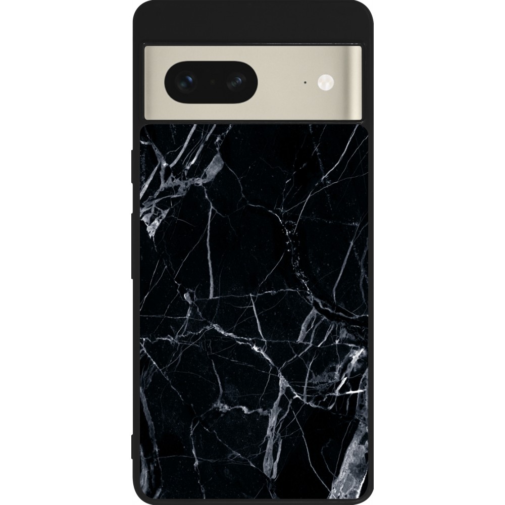 Google Pixel 7 Case Hülle - Silikon schwarz Marble Black 01