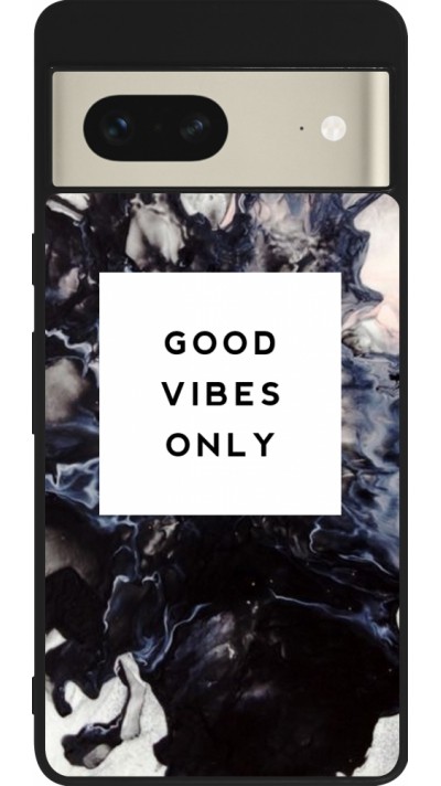 Coque Google Pixel 7 - Silicone rigide noir Marble Good Vibes Only