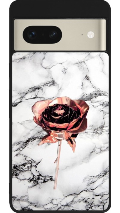 Google Pixel 7 Case Hülle - Silikon schwarz Marble Rose Gold