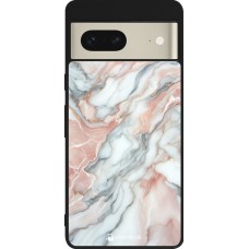 Coque Google Pixel 7 - Silicone rigide noir Marbre Rose Lumineux