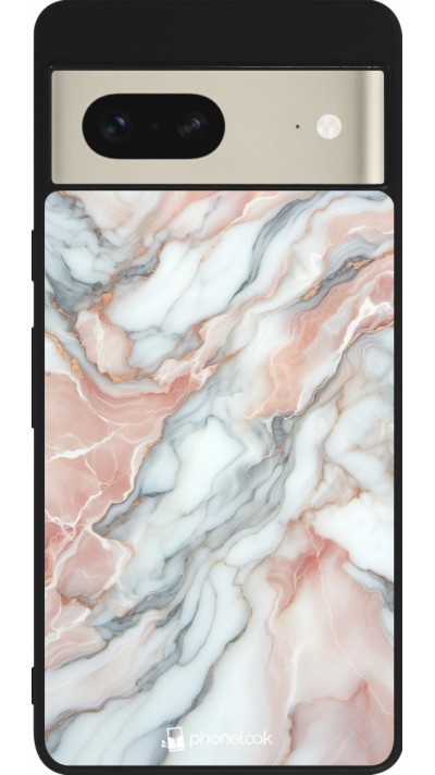 Google Pixel 7 Case Hülle - Silikon schwarz Rosa Leuchtender Marmor