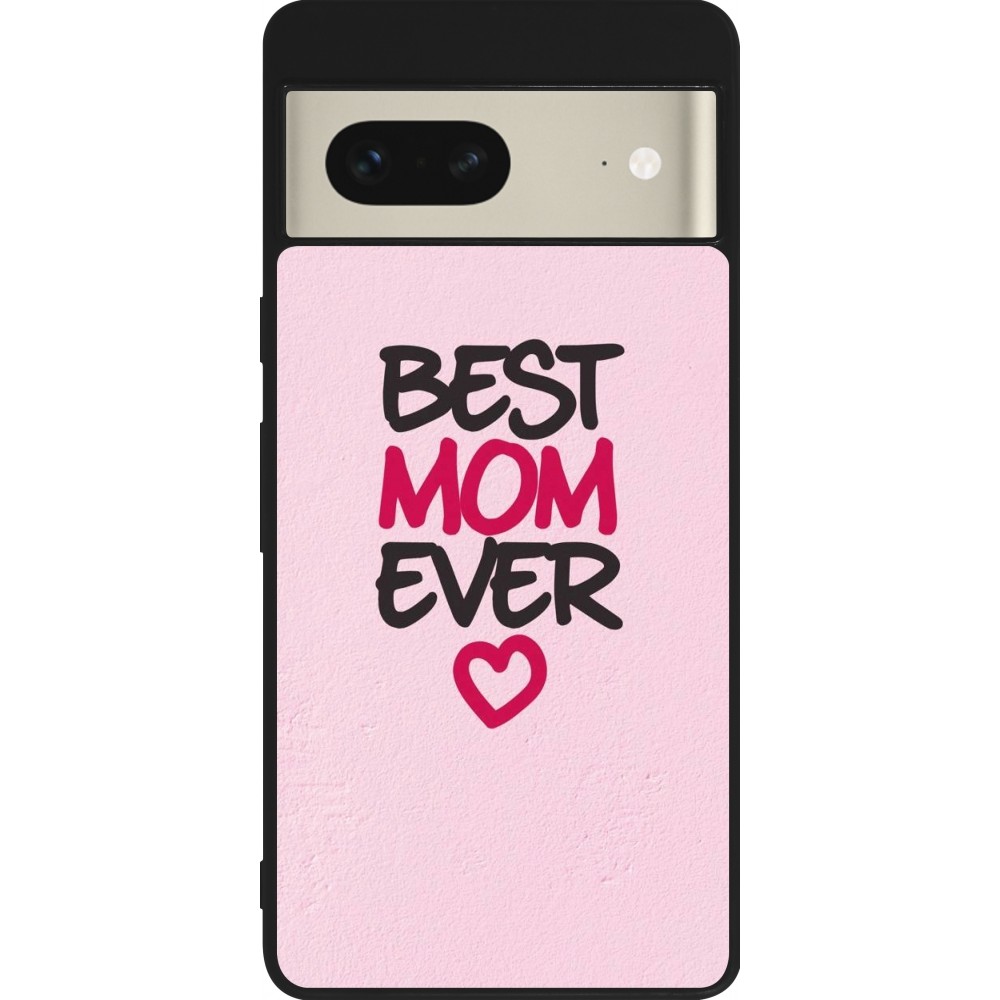 Google Pixel 7 Case Hülle - Silikon schwarz Mom 2023 best Mom ever pink