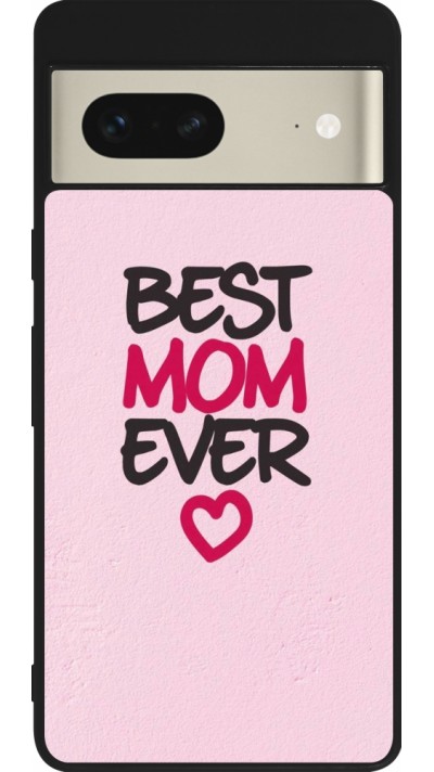 Coque Google Pixel 7 - Silicone rigide noir Mom 2023 best Mom ever pink