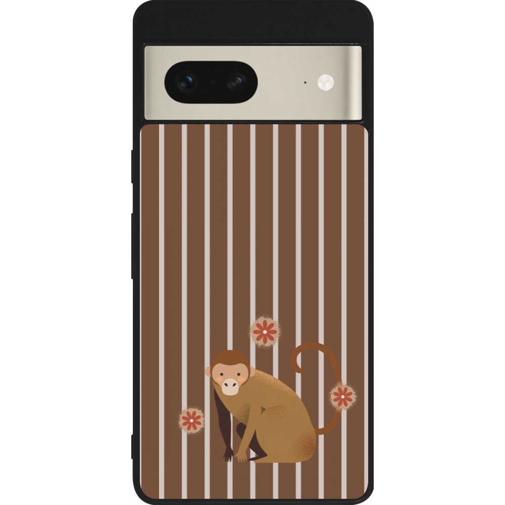 Coque Google Pixel 7 - Silicone rigide noir Monkey with stripes