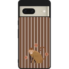 Coque Google Pixel 7 - Silicone rigide noir Monkey with stripes