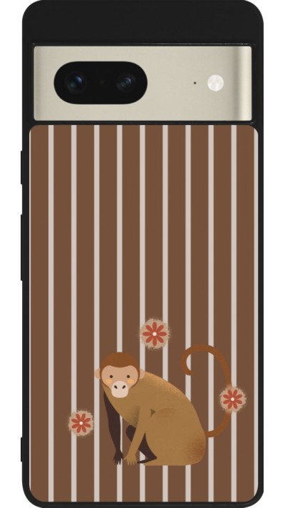 Coque Google Pixel 7 - Silicone rigide noir Monkey with stripes
