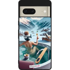 Coque Google Pixel 7 - Silicone rigide noir Montagne Glamour Jacuzzi