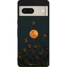 Google Pixel 7 Case Hülle - Silikon schwarz Moon Flowers