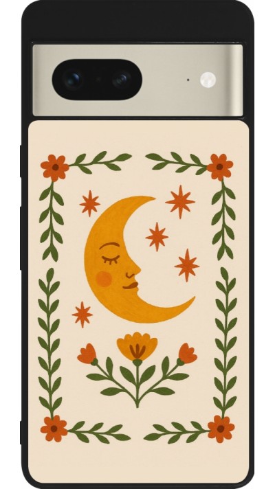 Coque Google Pixel 7 - Silicone rigide noir Half moon stamp 2026