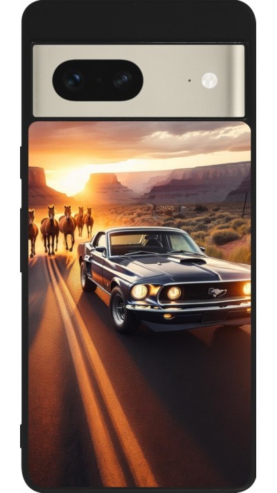 Coque Google Pixel 7 - Silicone rigide noir Mustang 69 Grand Canyon