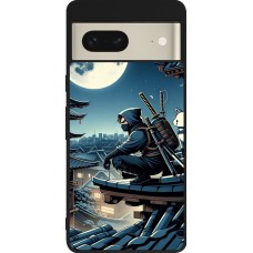 Coque Google Pixel 7 - Silicone rigide noir Ninja sous la lune