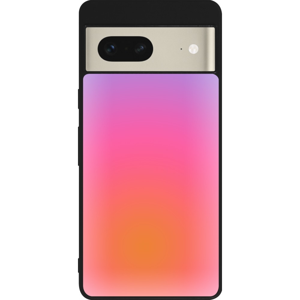 Coque Google Pixel 7 - Silicone rigide noir Orange Pink Blue Gradient