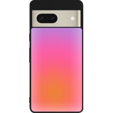 Coque Google Pixel 7 - Silicone rigide noir Orange Pink Blue Gradient