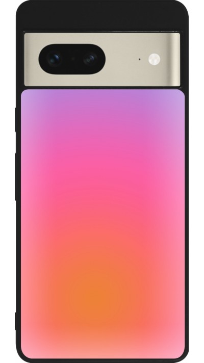Coque Google Pixel 7 - Silicone rigide noir Orange Pink Blue Gradient