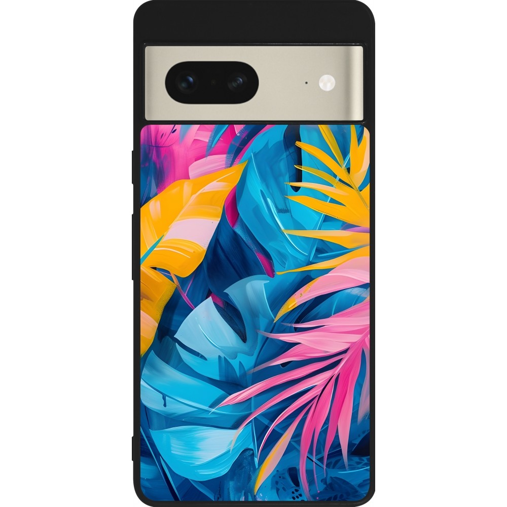 Google Pixel 7 Case Hülle - Silikon schwarz Palms Blue