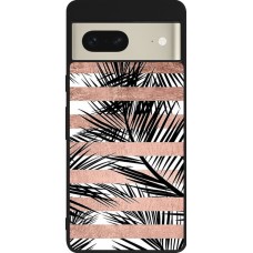 Google Pixel 7 Case Hülle - Silikon schwarz Palm trees gold stripes