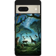 Coque Google Pixel 7 - Silicone rigide noir Paradis des animaux exotiques